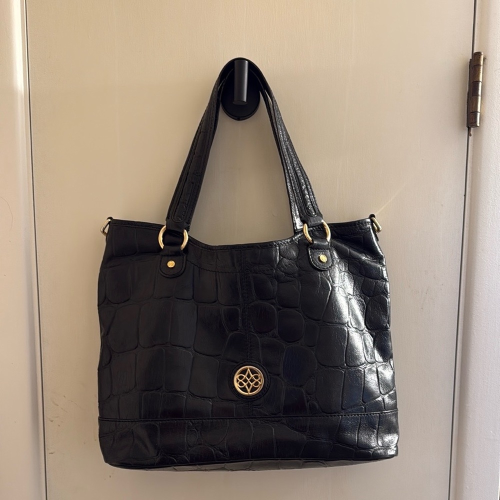 ANTONIO MELANI Black Shoulder Bag with Gold Hardware